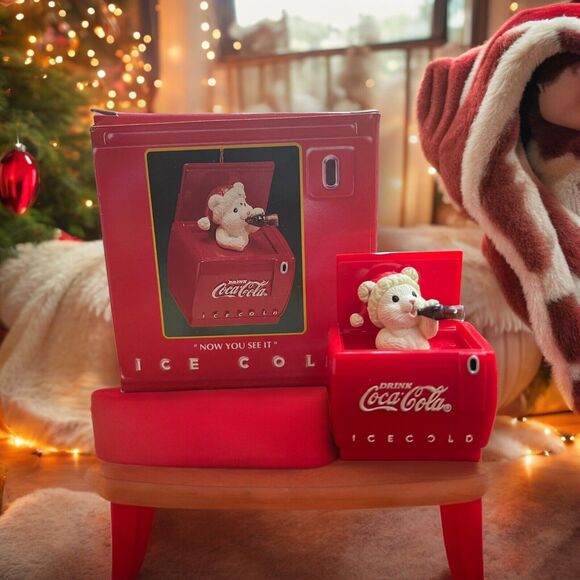 Enesco Coca Cola 1993 Cool Yule Pop Up Christmas Ornament Now You See It - Picture 2 of 5